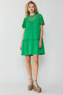 Current Air Mini Dresses-Lace Sleeve Mini Dress GREEN