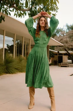 Current Air Midi Dresses-Laraline Paisley Jacquard Midi Dress LEAFGREEN