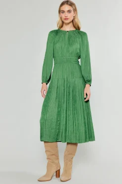 Current Air Midi Dresses-Laraline Paisley Jacquard Midi Dress LEAFGREEN