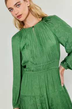Current Air Midi Dresses-Laraline Paisley Jacquard Midi Dress LEAFGREEN