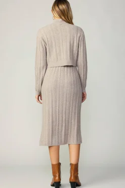 Current Air Sweaters-Layered Sweater Midi Dress OATMEAL