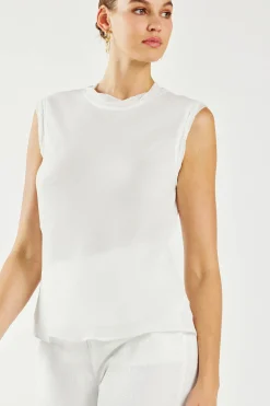 Current Air Sleeveless Tops-Layered Tank Top WHITE