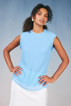 Current Air Sleeveless Tops-Layered Tank Top PASTELBLUE