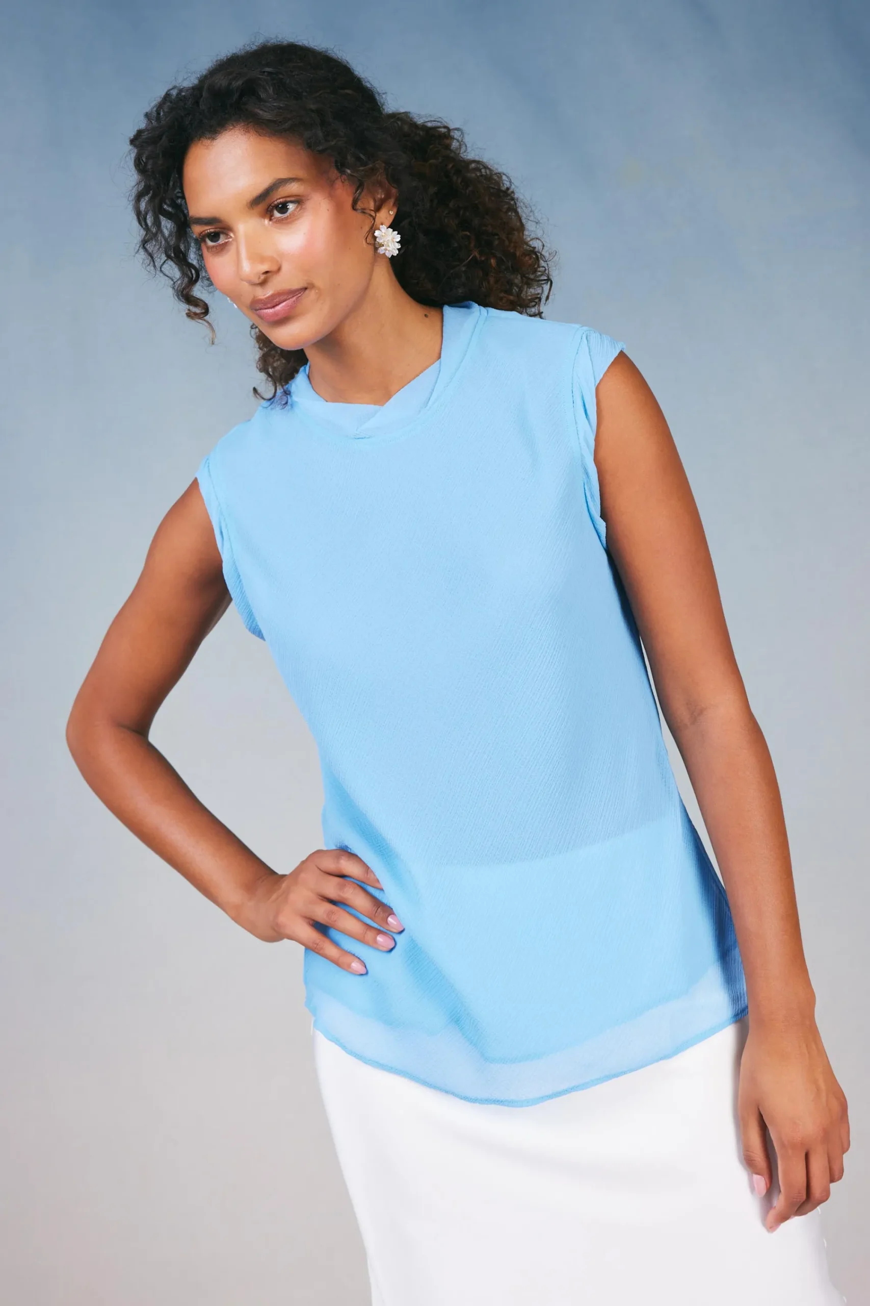 Current Air Sleeveless Tops-Layered Tank Top PASTELBLUE
