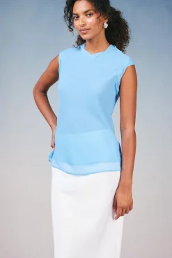 Current Air Sleeveless Tops-Layered Tank Top PASTELBLUE