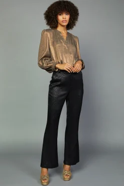 Current Air Pants-Leopard Jacquard Flare Pants BLACK-LEOPARD