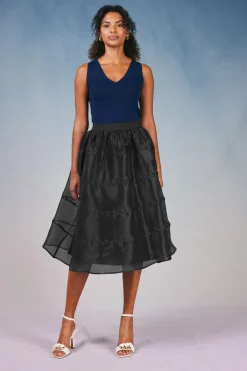 Current Air Skirts-Lined Organza Skirt BLACK