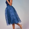 Current Air Skirts-Lined Organza Skirt SLATENAVY