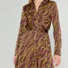 Current Air Midi Dresses-Link Motif Shirt Dress OLIVEWINE