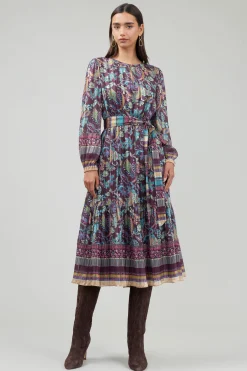 Current Air Midi Dresses-Lurex Floral Midi Dress PLUMMLT