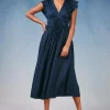 Current Air Maxi Dresses | Midi Dresses-Mara Pleated Maxi Dress DARKNAVY