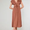 Current Air Maxi Dresses | Midi Dresses-Mara Pleated Maxi Dress CARAMEL