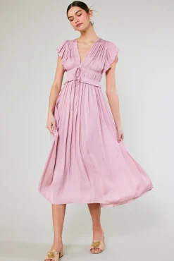 Current Air Maxi Dresses | Midi Dresses-Mara Pleated Maxi Dress BLUSHPINK