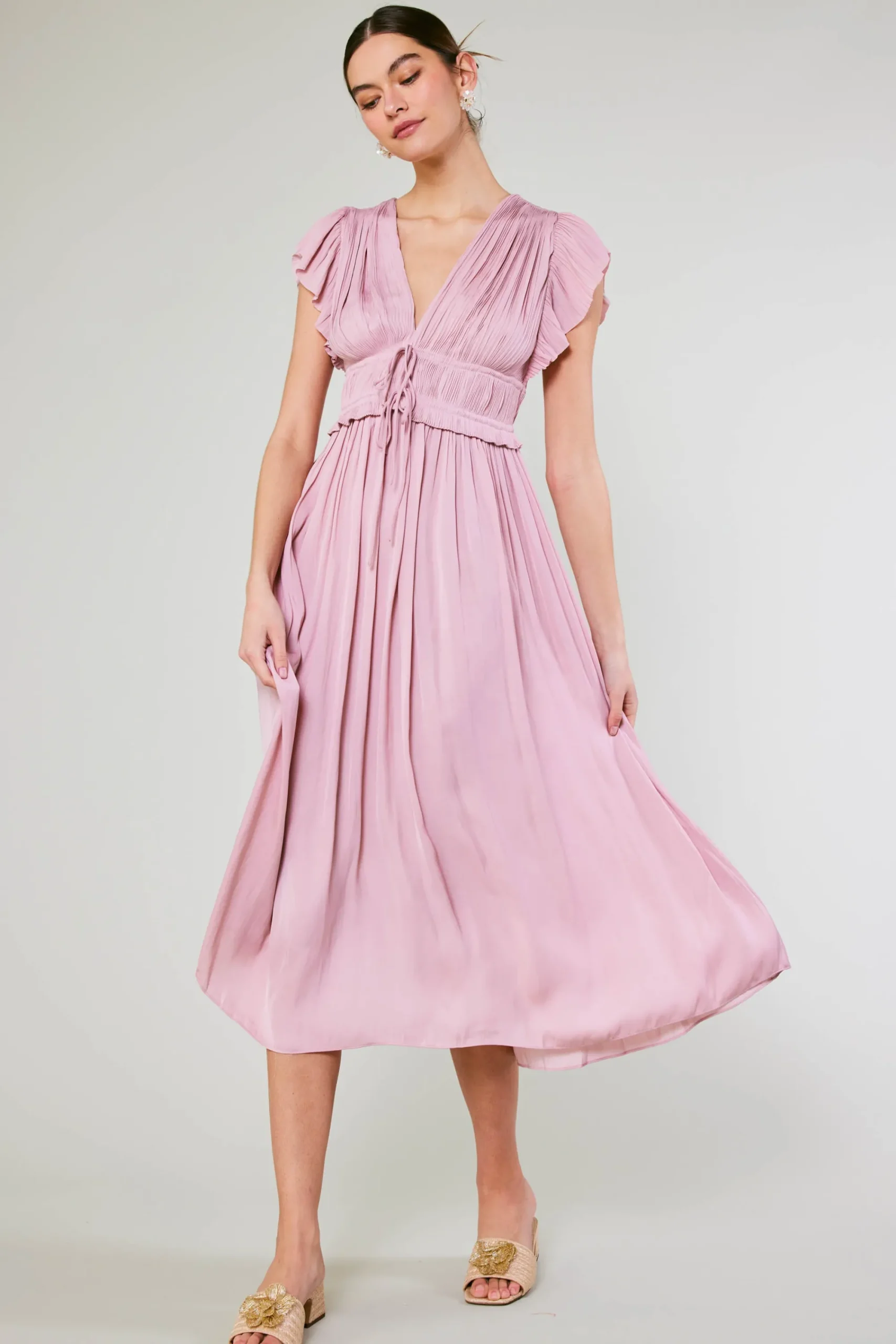 Current Air Maxi Dresses | Midi Dresses-Mara Pleated Maxi Dress BLUSHPINK