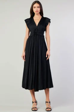 Current Air Maxi Dresses | Midi Dresses-Mara Pleated Maxi Dress BLACK