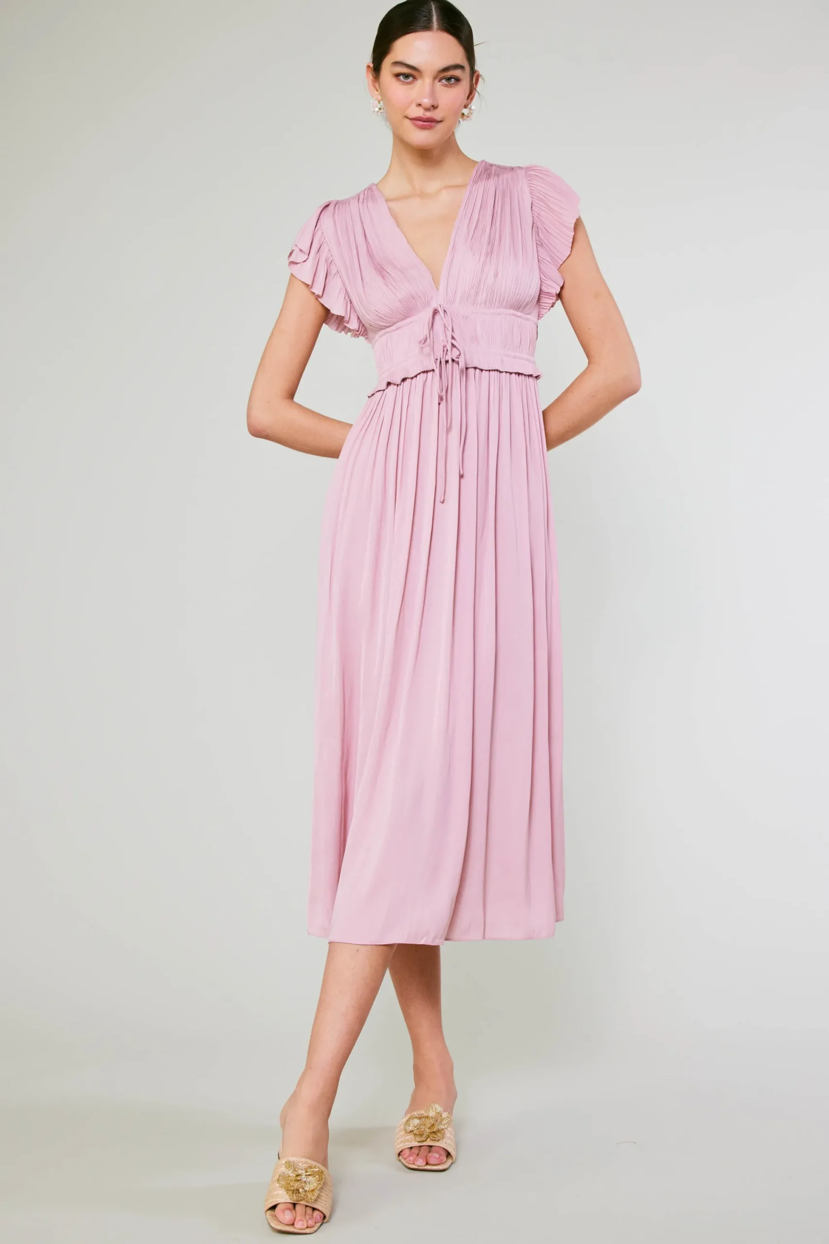 Current Air Maxi Dresses | Midi Dresses-Mara Pleated Maxi Dress BLUSHPINK