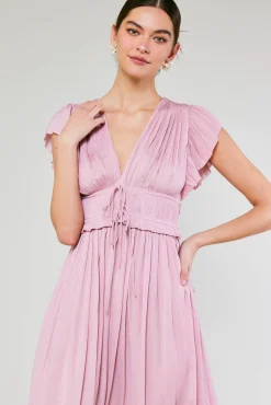 Current Air Maxi Dresses | Midi Dresses-Mara Pleated Maxi Dress BLUSHPINK