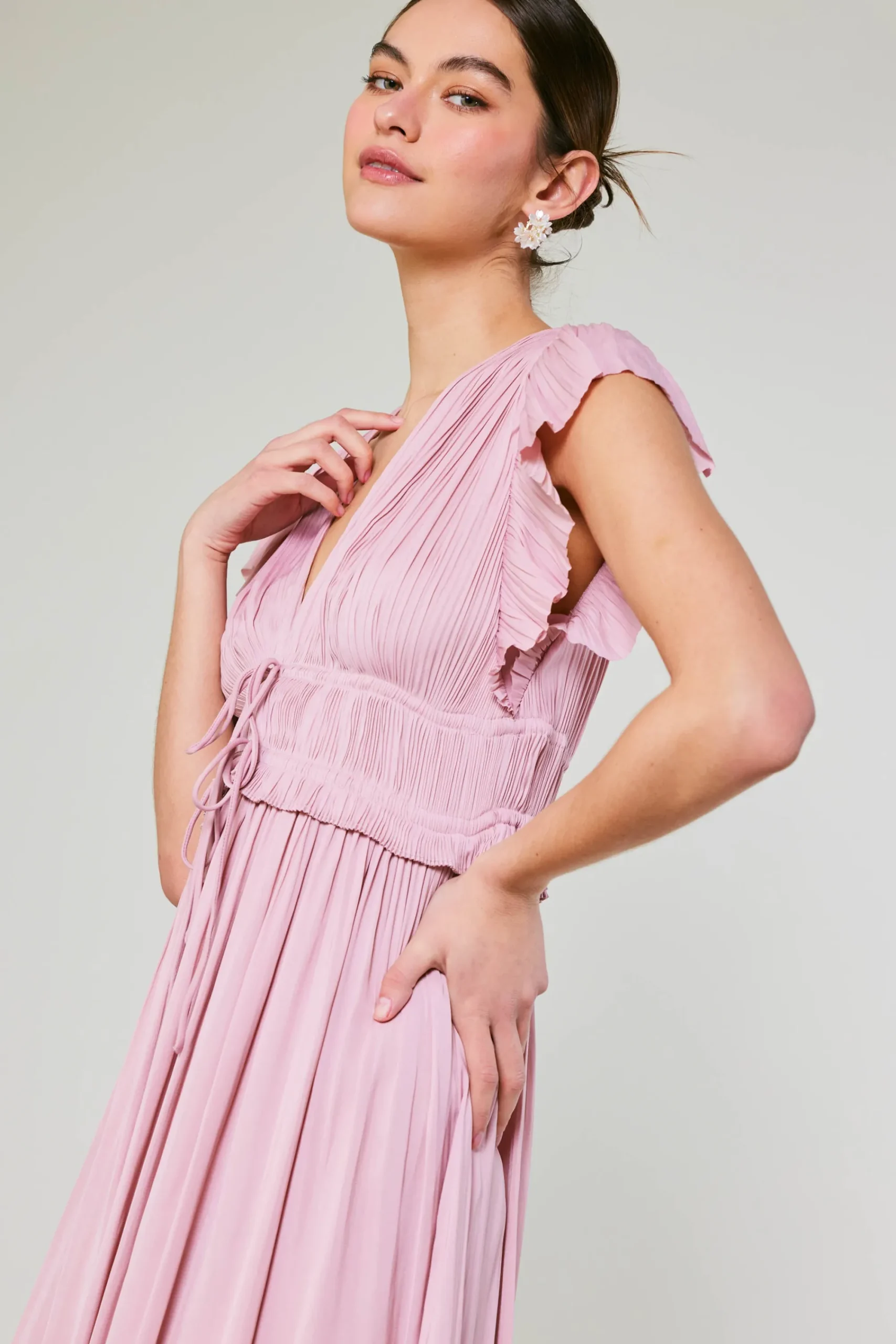 Current Air Maxi Dresses | Midi Dresses-Mara Pleated Maxi Dress BLUSHPINK