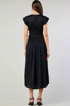 Current Air Maxi Dresses | Midi Dresses-Mara Pleated Maxi Dress BLACK
