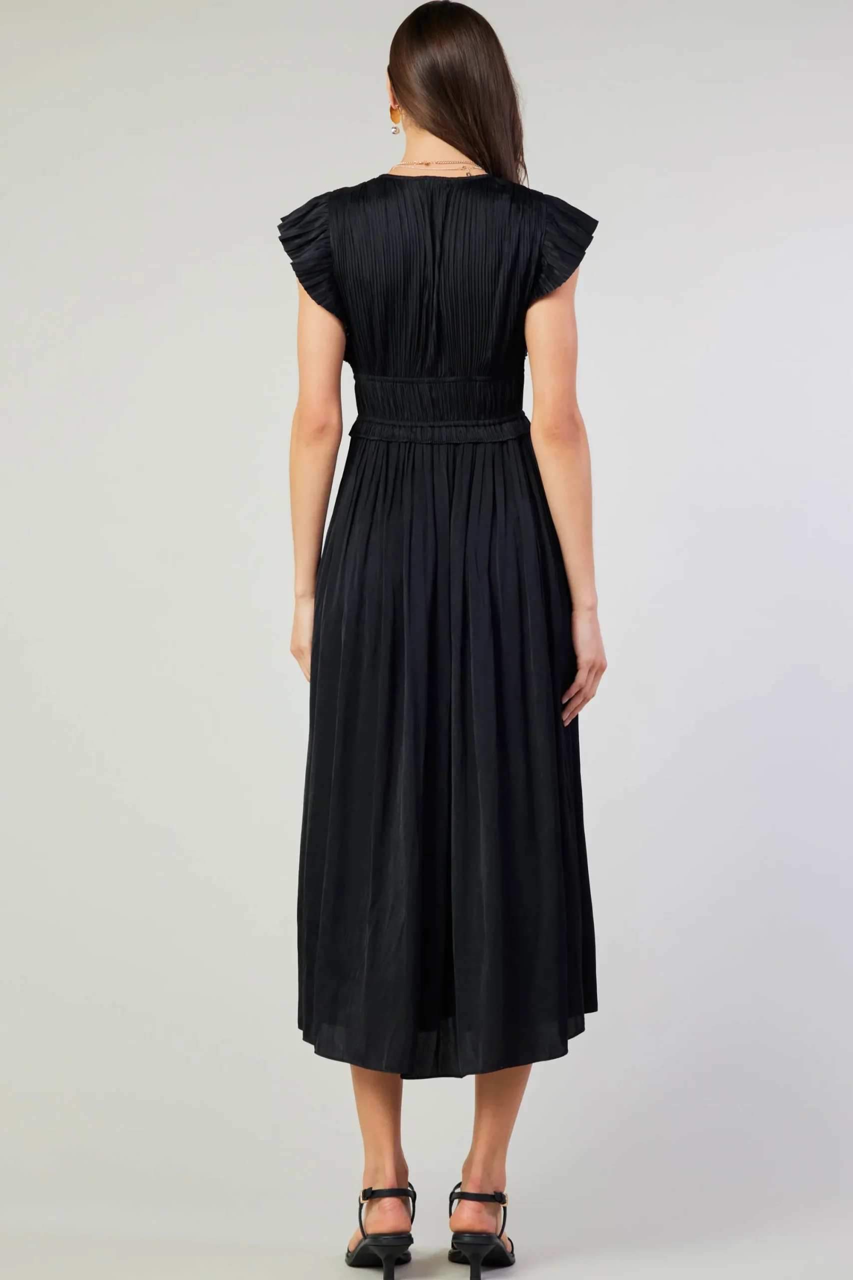 Current Air Maxi Dresses | Midi Dresses-Mara Pleated Maxi Dress BLACK