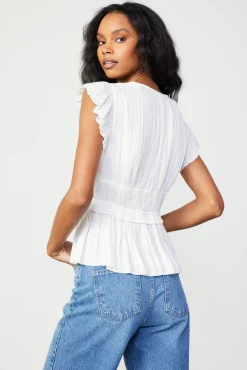 Current Air Sleeveless Tops-Mara Pleated Sleeveless Blouse OFFWHITE