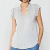 Current Air Short Sleeve Tops-Margot Pleated Sleeve Blouse GREY