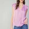 Current Air Sleeveless Tops | Short Sleeve Tops-Margot Pleated Sleeve Blouse PASTELPINK
