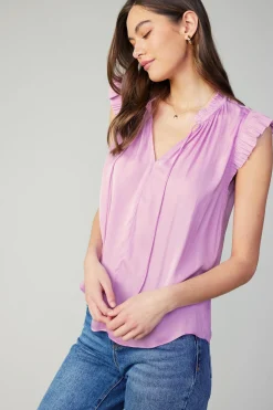 Current Air Sleeveless Tops | Short Sleeve Tops-Margot Pleated Sleeve Blouse PASTELPINK