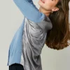 Current Air Cardigans-Metallic Contrast Cardigan BLUE