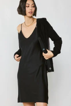 Current Air Cardigans-Metallic Contrast Cardigan GOLD-BLACK