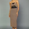 Current Air Midi Dresses-Metallic Lace Detail Dress GOLD
