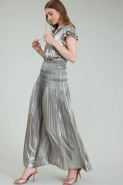 Current Air Maxi Dresses-Metallic Maxi Dress OLIVESILVER