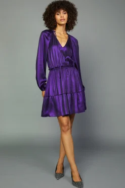Current Air Mini Dresses-Metallic Purple Mini Dress LAPISPURPLE