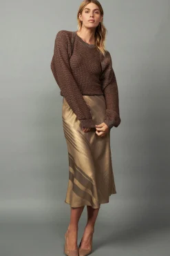 Current Air Knitwear | Coats & Jackets-Metallic Sweater Shrug Set METALLICBROWN