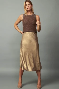 Current Air Knitwear | Coats & Jackets-Metallic Sweater Shrug Set METALLICBROWN