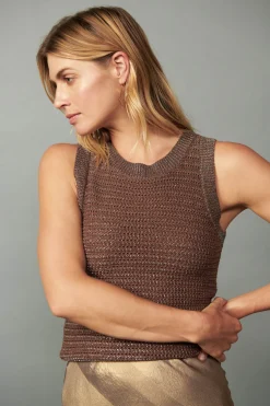 Current Air Knitwear | Coats & Jackets-Metallic Sweater Shrug Set METALLICBROWN