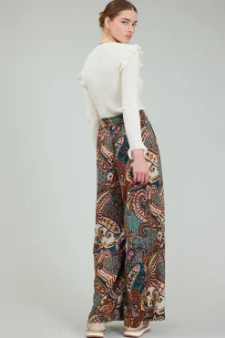 Current Air Pants-Mixed Print Pants BROWNMLT
