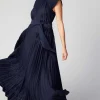 Current Air Maxi Dresses-Mona Pleated Maxi Dress NAVY