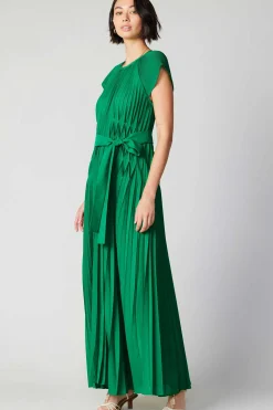 Current Air Maxi Dresses-Mona Pleated Maxi Dress GREEN