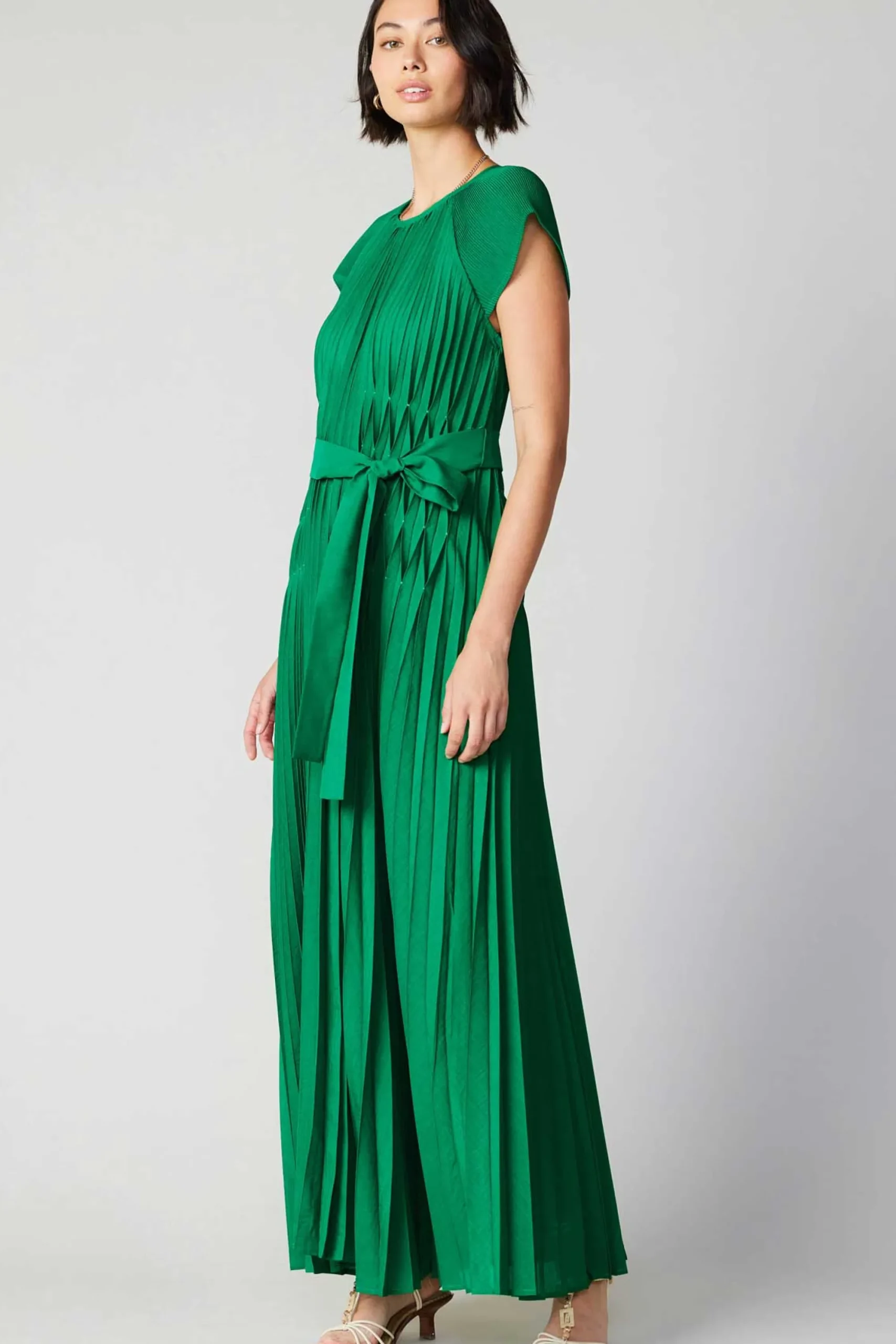 Current Air Maxi Dresses-Mona Pleated Maxi Dress GREEN