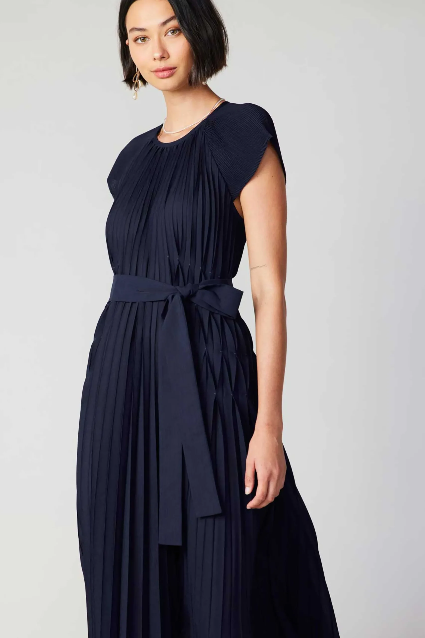 Current Air Maxi Dresses-Mona Pleated Maxi Dress NAVY