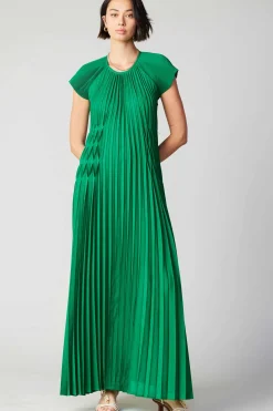 Current Air Maxi Dresses-Mona Pleated Maxi Dress GREEN