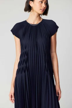 Current Air Maxi Dresses-Mona Pleated Maxi Dress NAVY