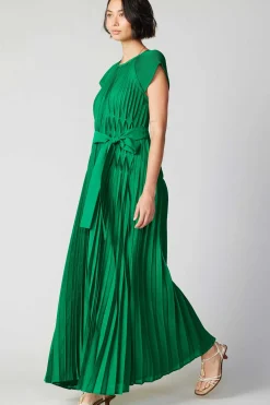 Current Air Maxi Dresses-Mona Pleated Maxi Dress GREEN