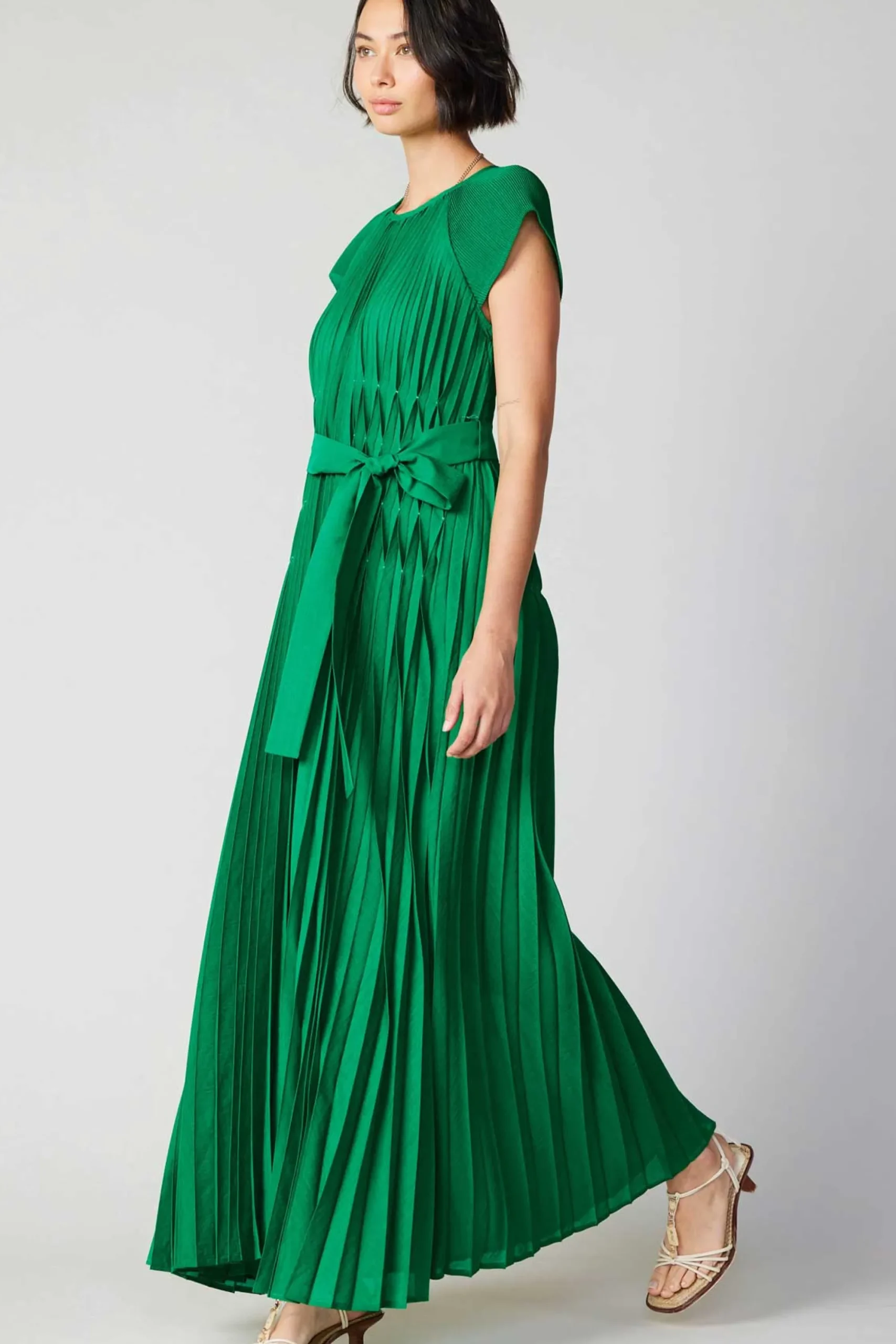Current Air Maxi Dresses-Mona Pleated Maxi Dress GREEN