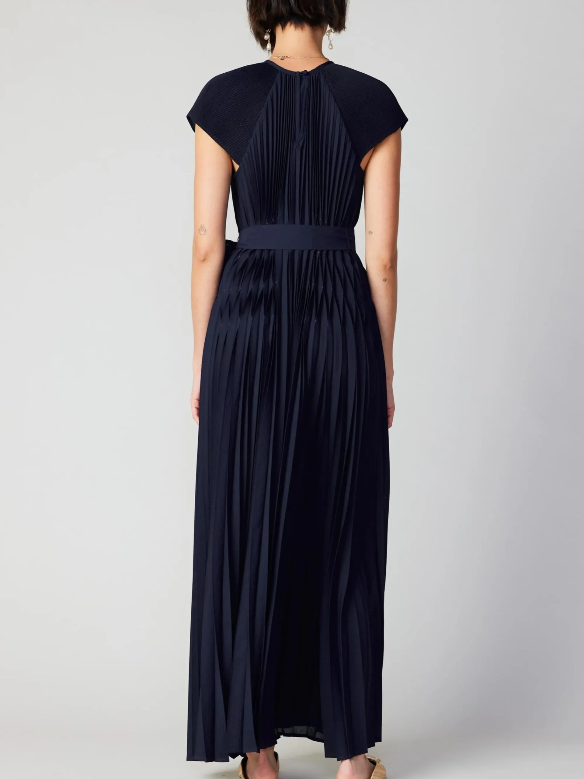 Current Air Maxi Dresses-Mona Pleated Maxi Dress NAVY