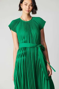 Current Air Maxi Dresses-Mona Pleated Maxi Dress GREEN