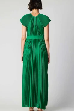 Current Air Maxi Dresses-Mona Pleated Maxi Dress GREEN
