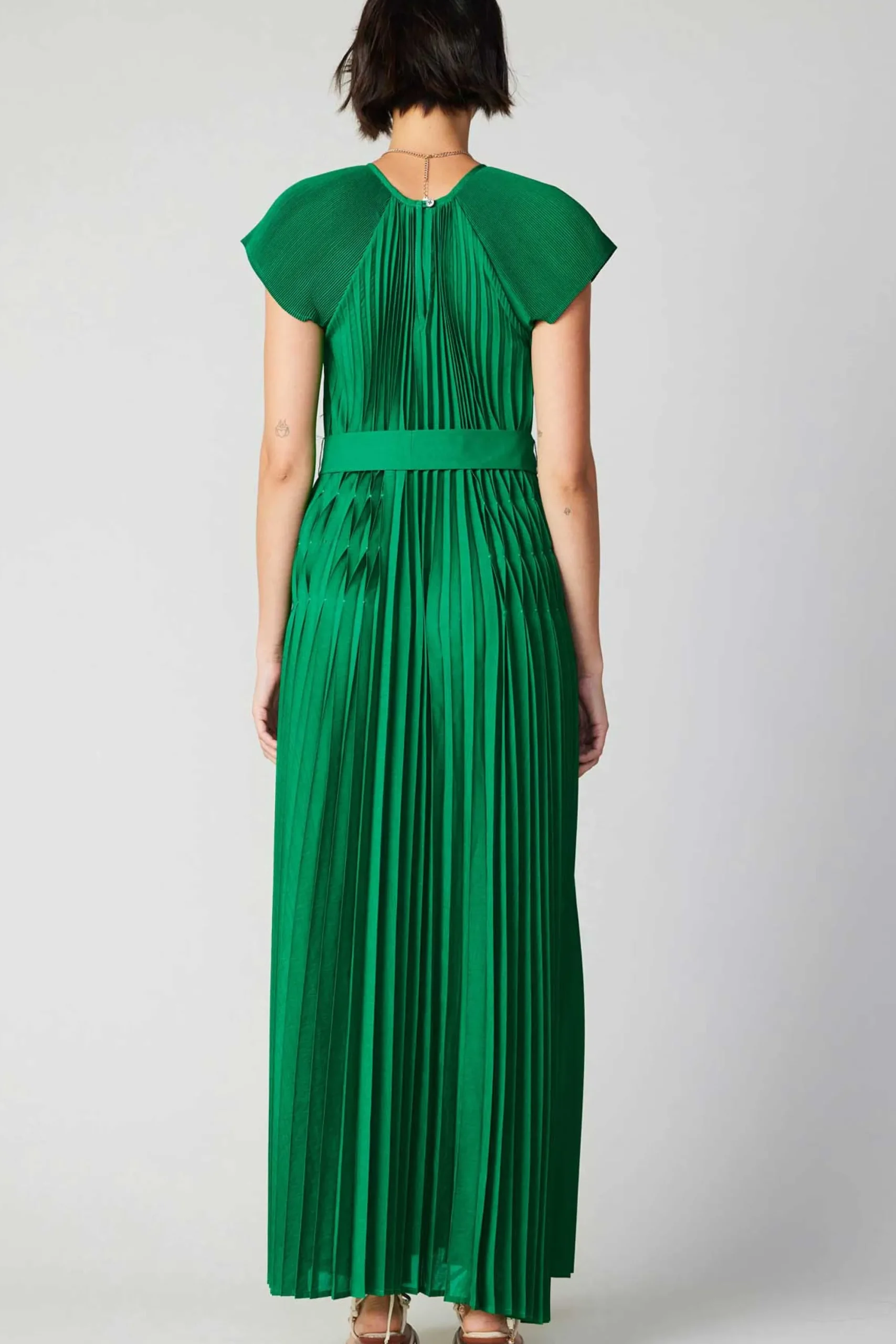 Current Air Maxi Dresses-Mona Pleated Maxi Dress GREEN