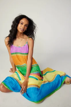 Current Air Maxi Dresses | Midi Dresses-Multicolored Pleated Cami Dress RAINBOW